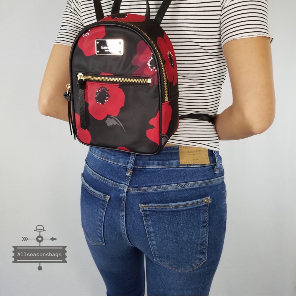 Kate Spade Mini Bradley Wilson Floral Backpack Blk - Picture 3 of 8